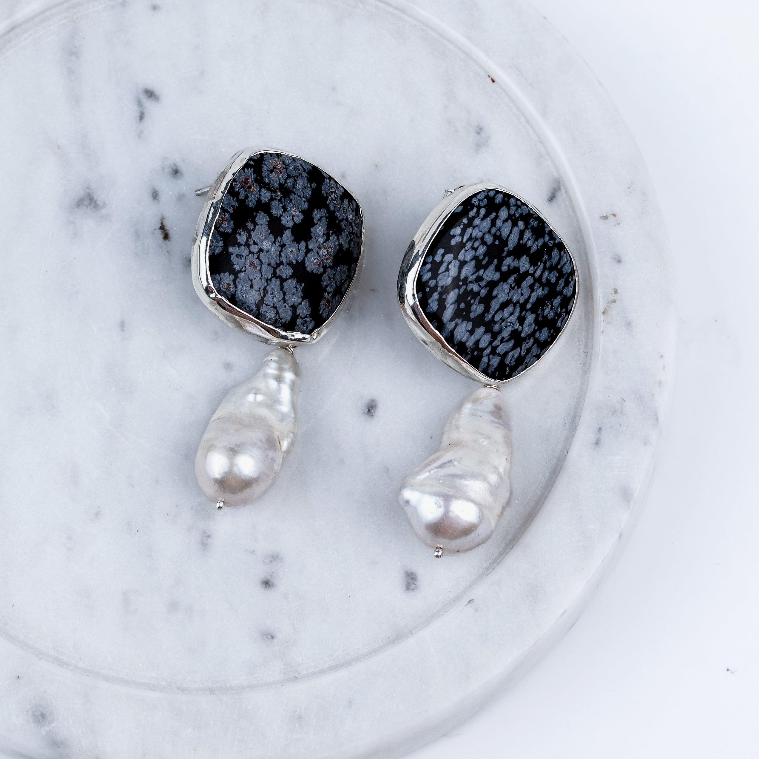Luxe Earrings – Jasper & Baroque Pearls