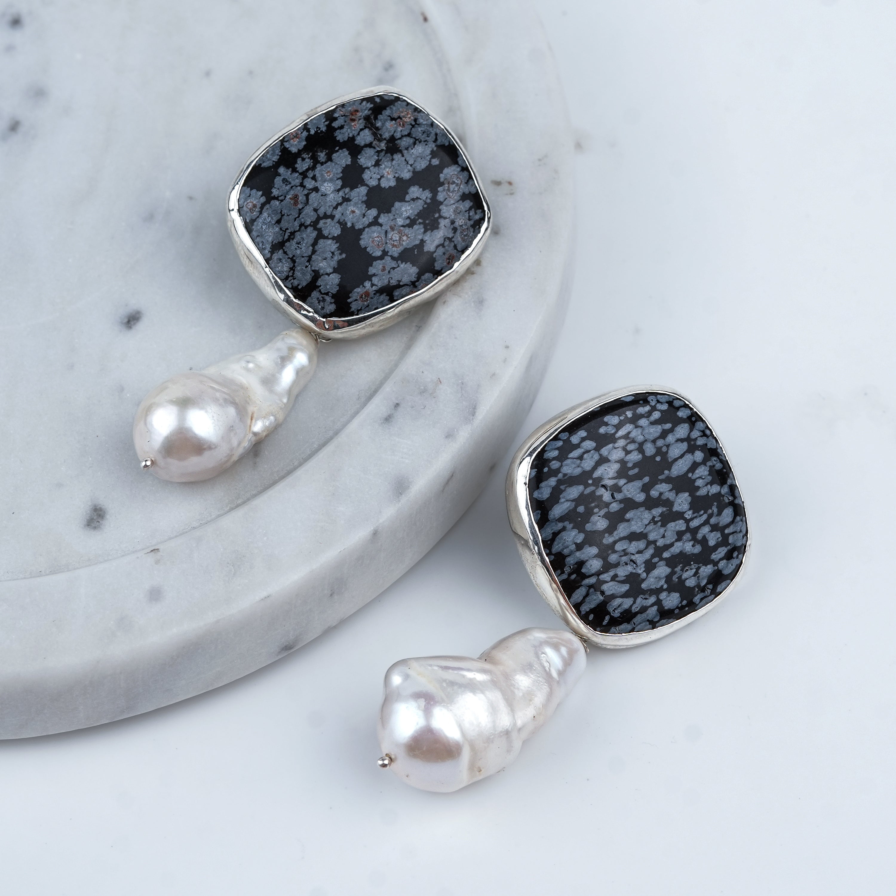Luxe Earrings – Jasper & Baroque Pearls