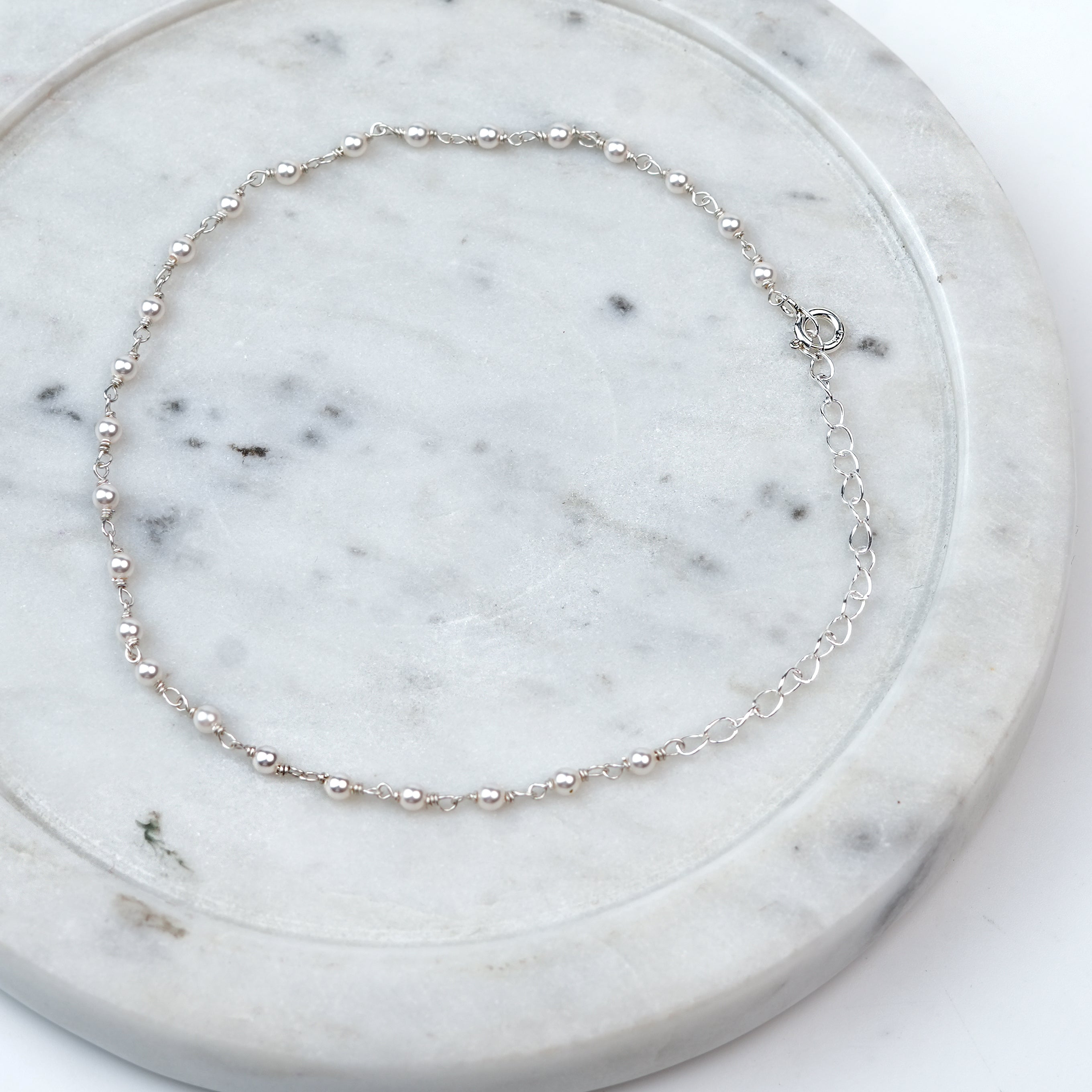 Silver Pearl Ganthan Anklet