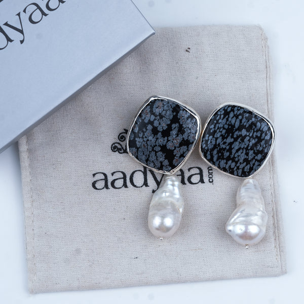 Luxe Earrings – Jasper & Baroque Pearls
