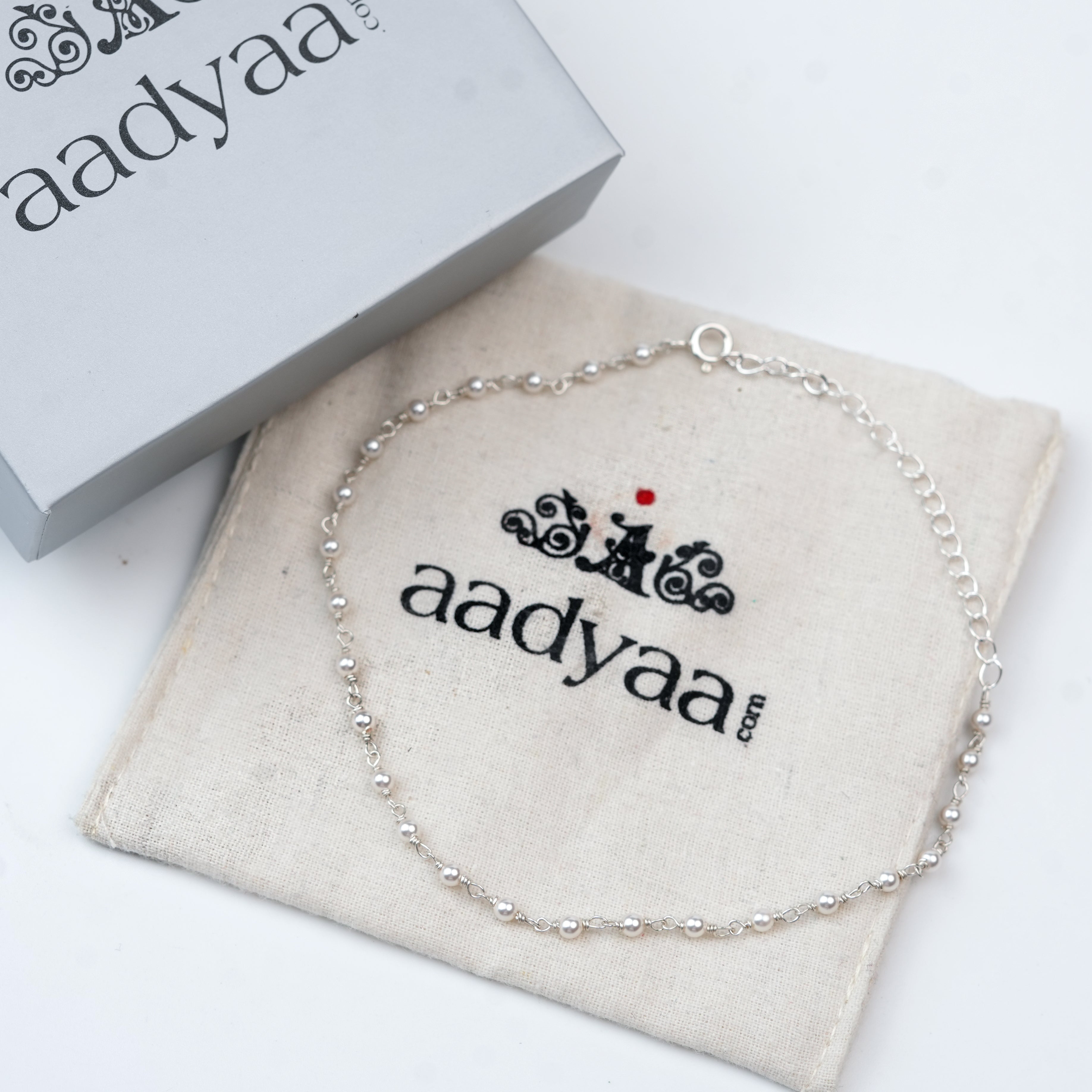 Silver Pearl Ganthan Anklet