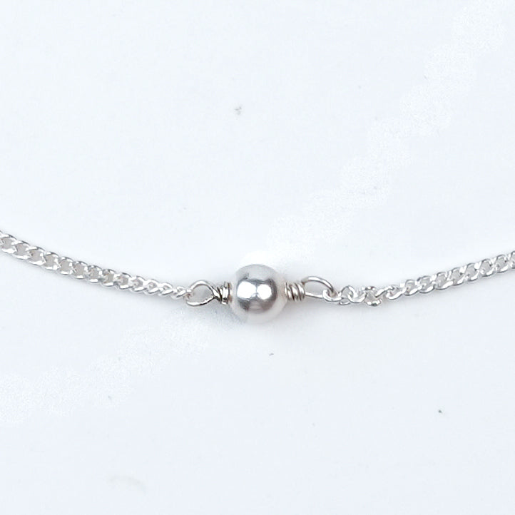 Silver Chain Anklet with 4mm Pearl