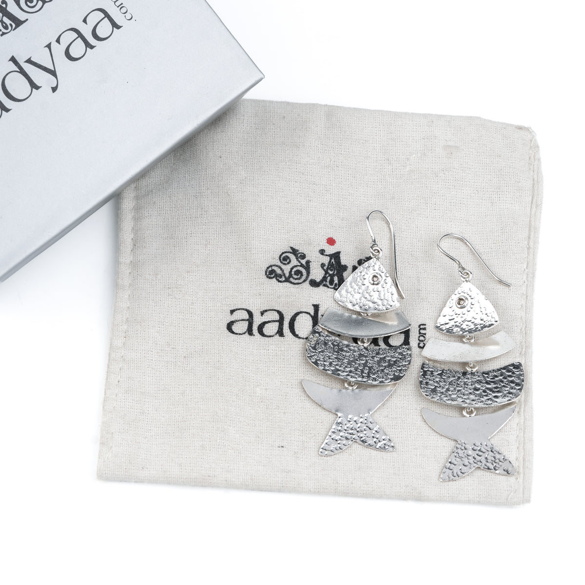 Silver Textured Fish Earrings
