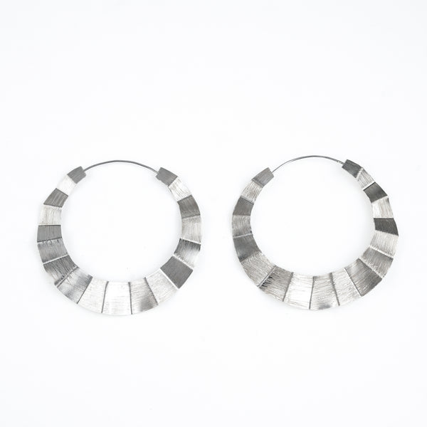 Silver Textured Hoop Earrings