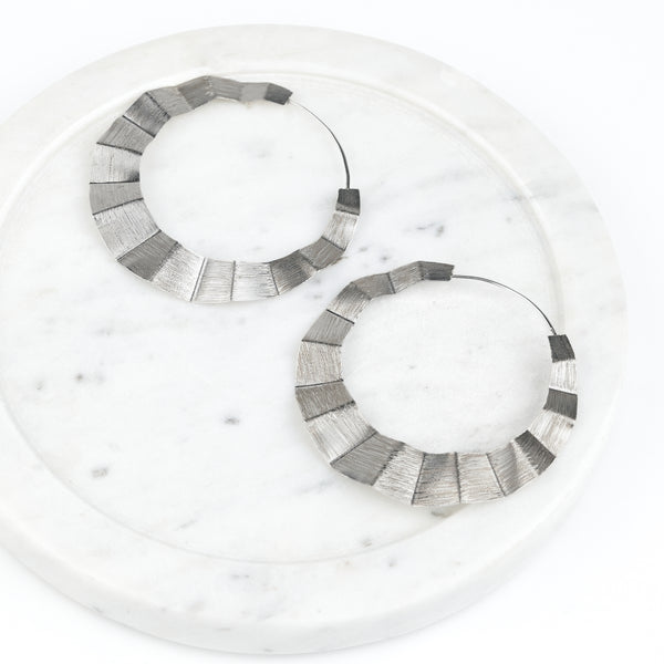 Silver Textured Hoop Earrings