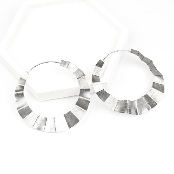 Silver Textured Hoop Earrings
