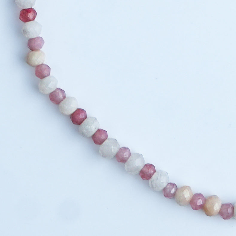 White & Pink Jade Silver Anklet (Project Handmade)