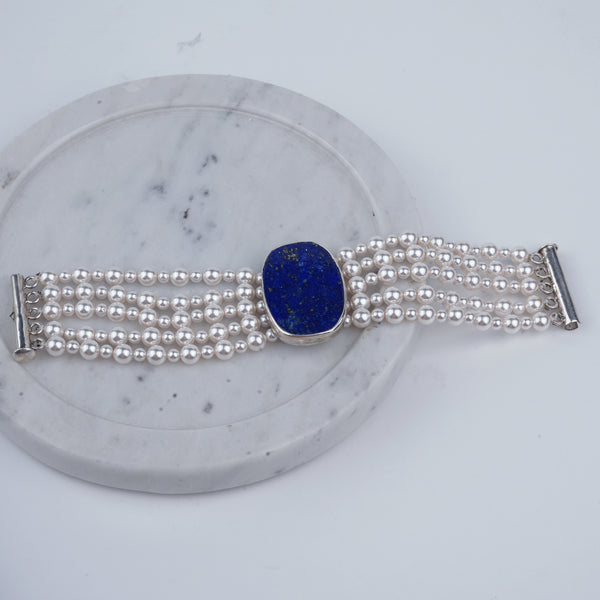 Luxe Bracelet – Lapis Lazuli & Pearls