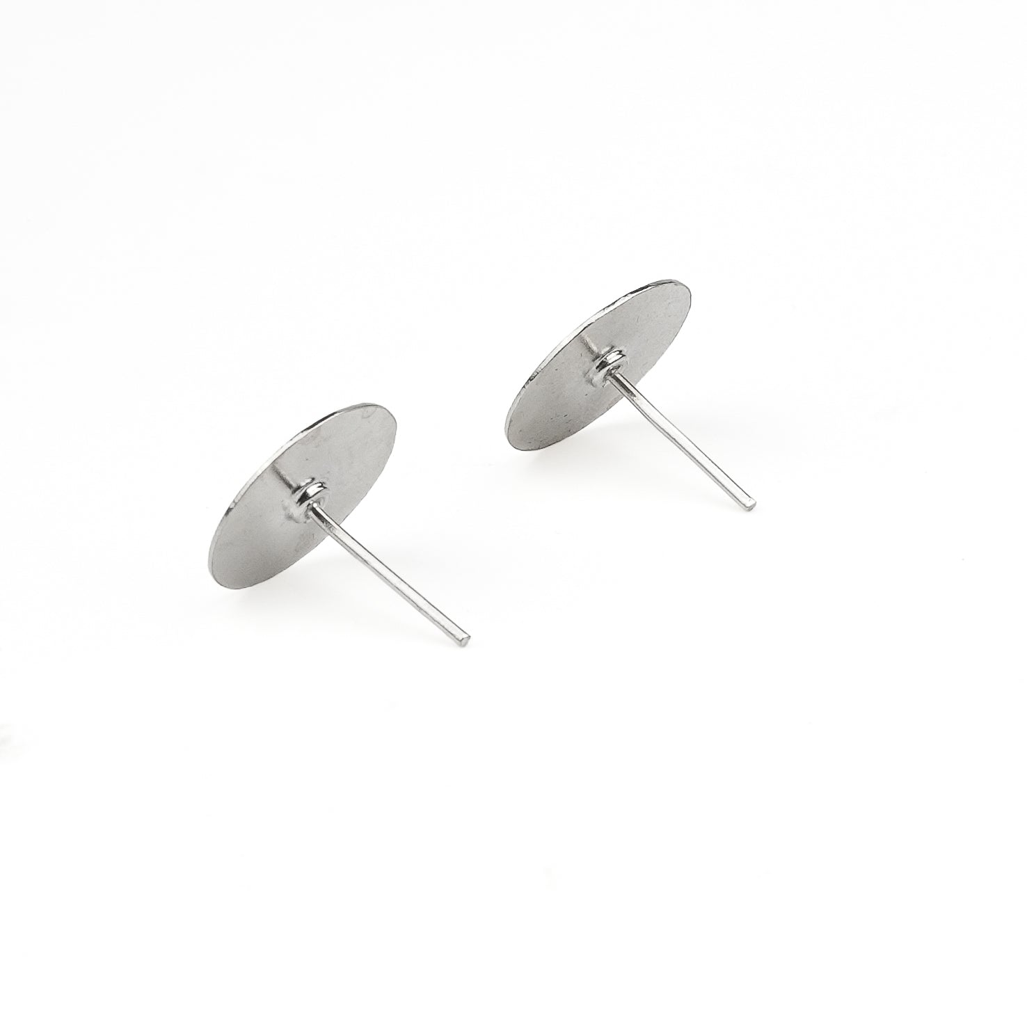 Silver Textured Round Stud Earrings