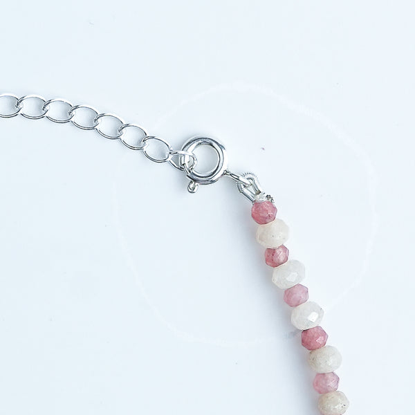 White & Pink Jade Silver Anklet (Project Handmade)