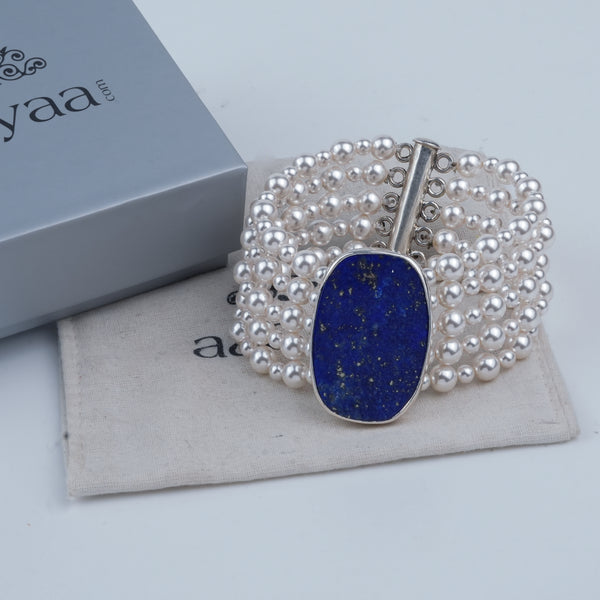 Luxe Bracelet – Lapis Lazuli & Pearls