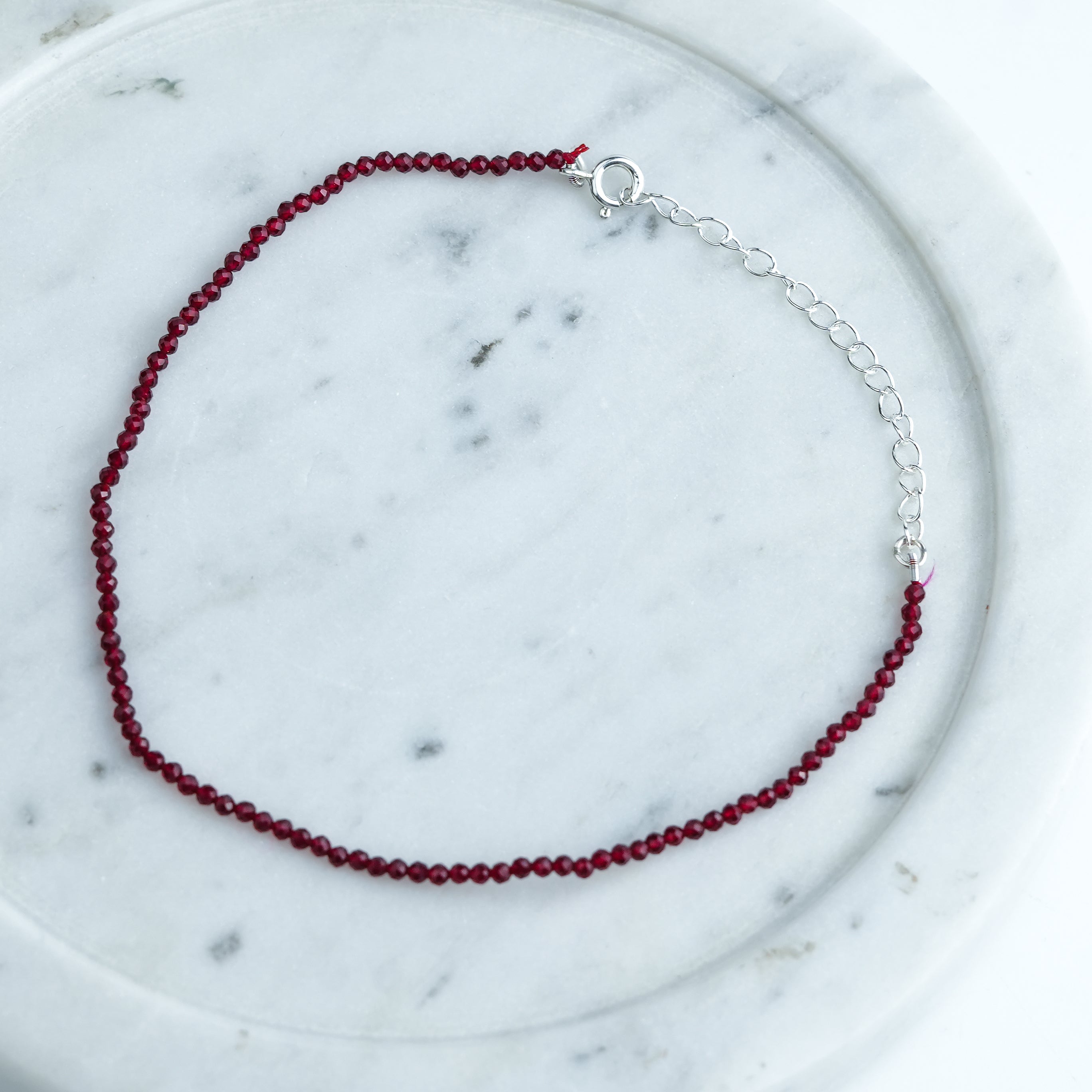 Garnet Silver Anklet (Project Handmade)