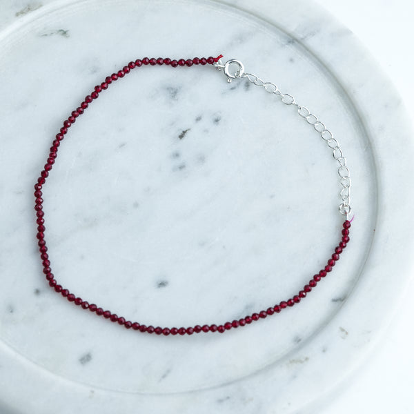 Garnet Silver Anklet (Project Handmade)