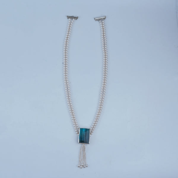 Luxe Necklace – Labradorite & Pearls