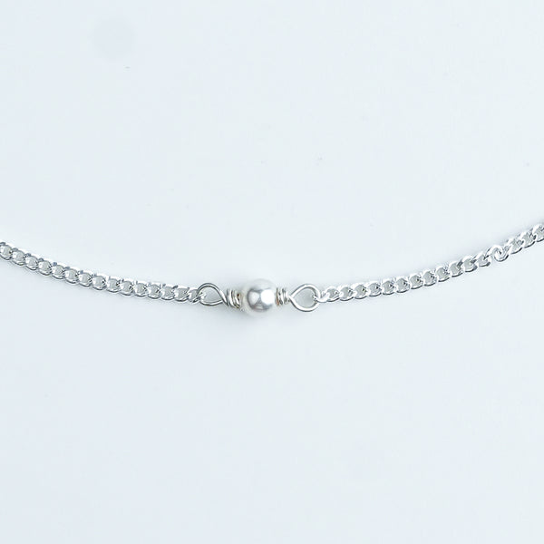 Silver Chain Anklet with 3mm Pearl