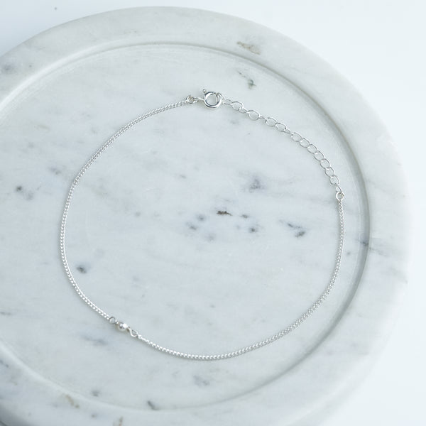 Silver Chain Anklet with 3mm Pearl