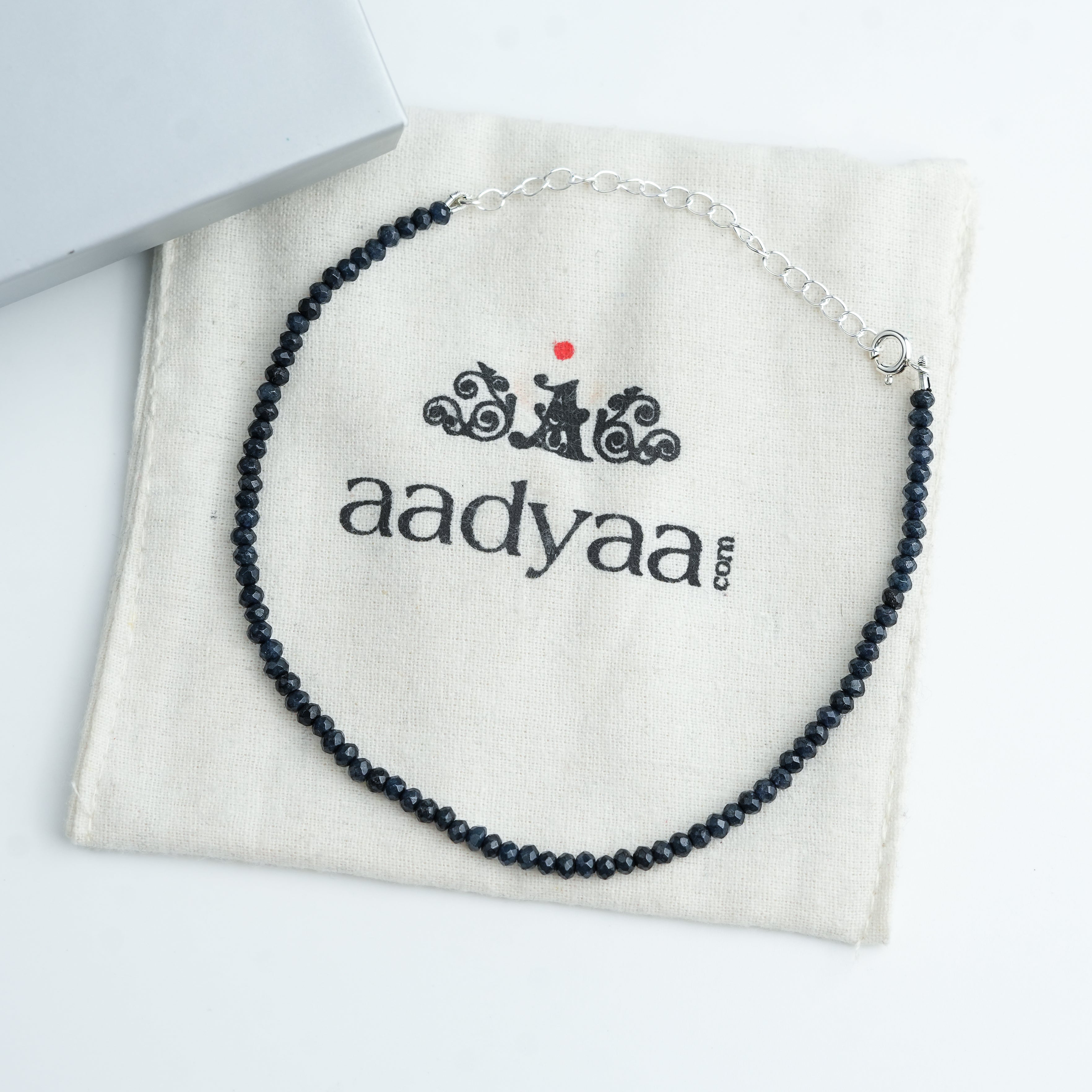 Blue Jade Silver Anklet (Project Handmade)
