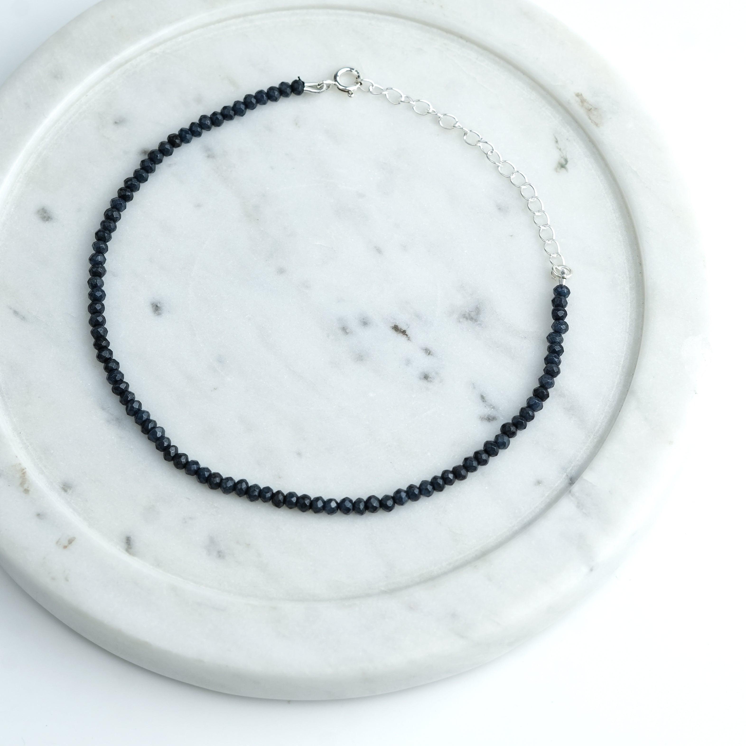 Blue Jade Silver Anklet (Project Handmade)