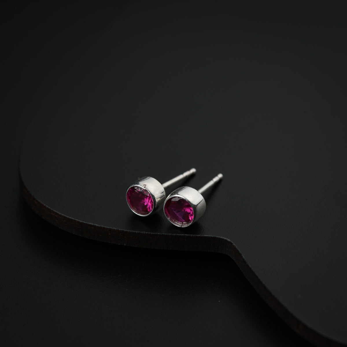 CZ Pink Stone Silver Studs