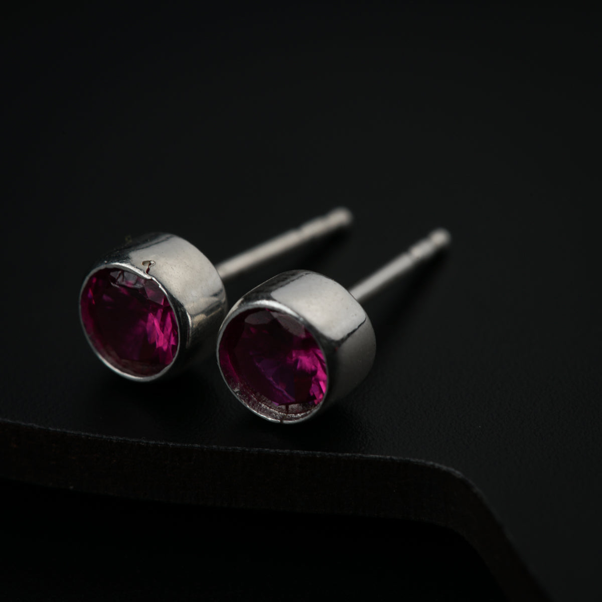 CZ Pink Stone Silver Studs