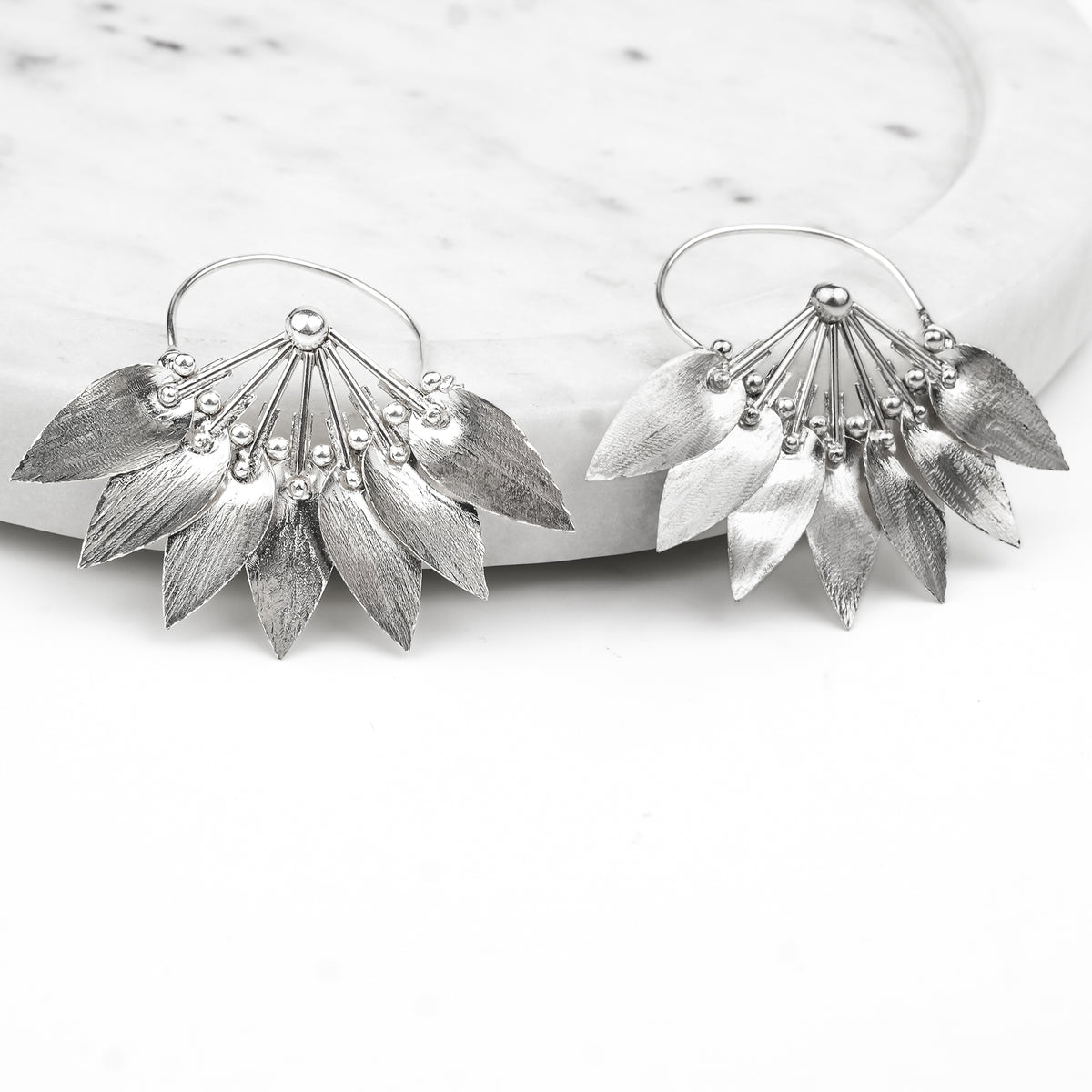 Silver Flower Hoop Earrings
