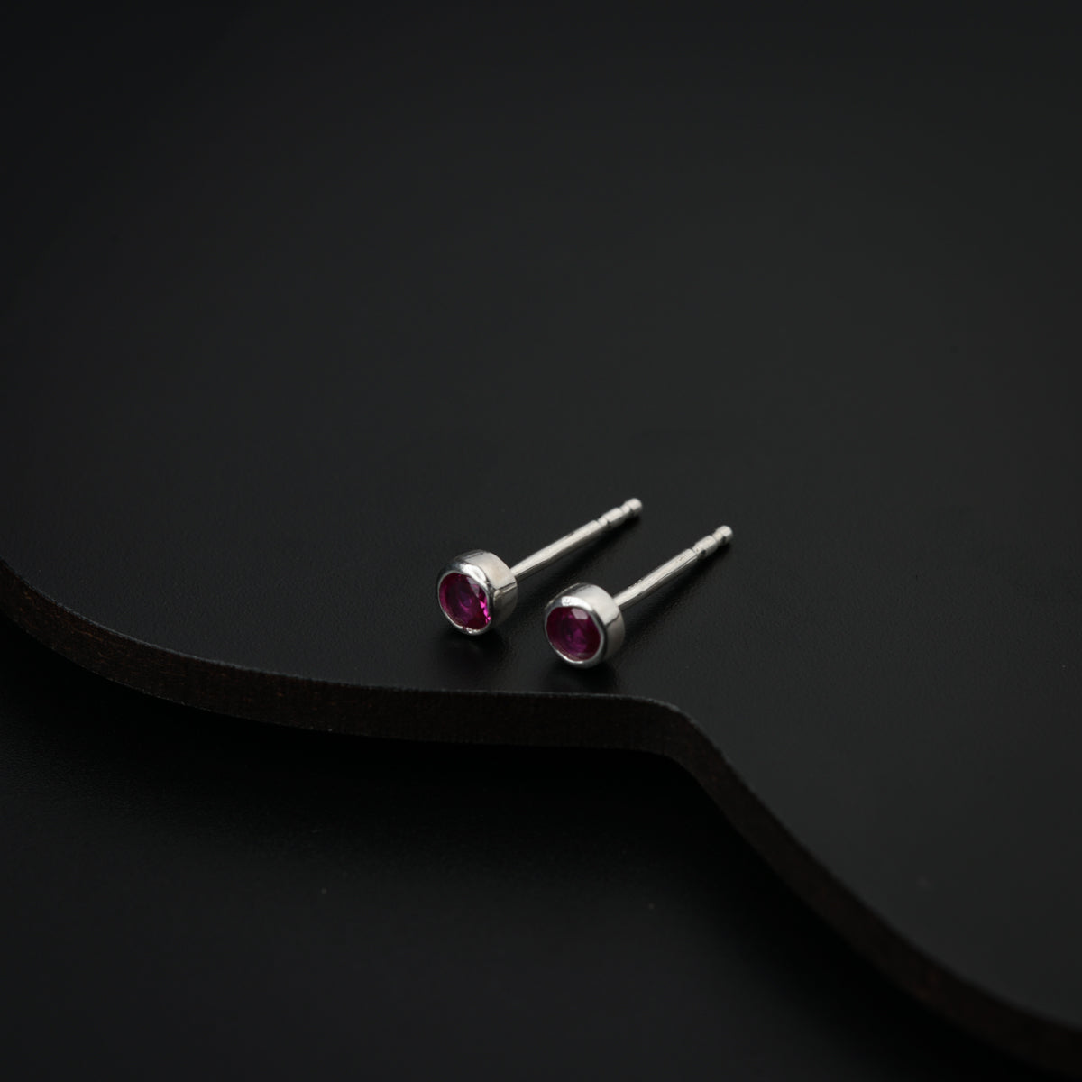 Tiny Pink CZ Stone Silver Studs