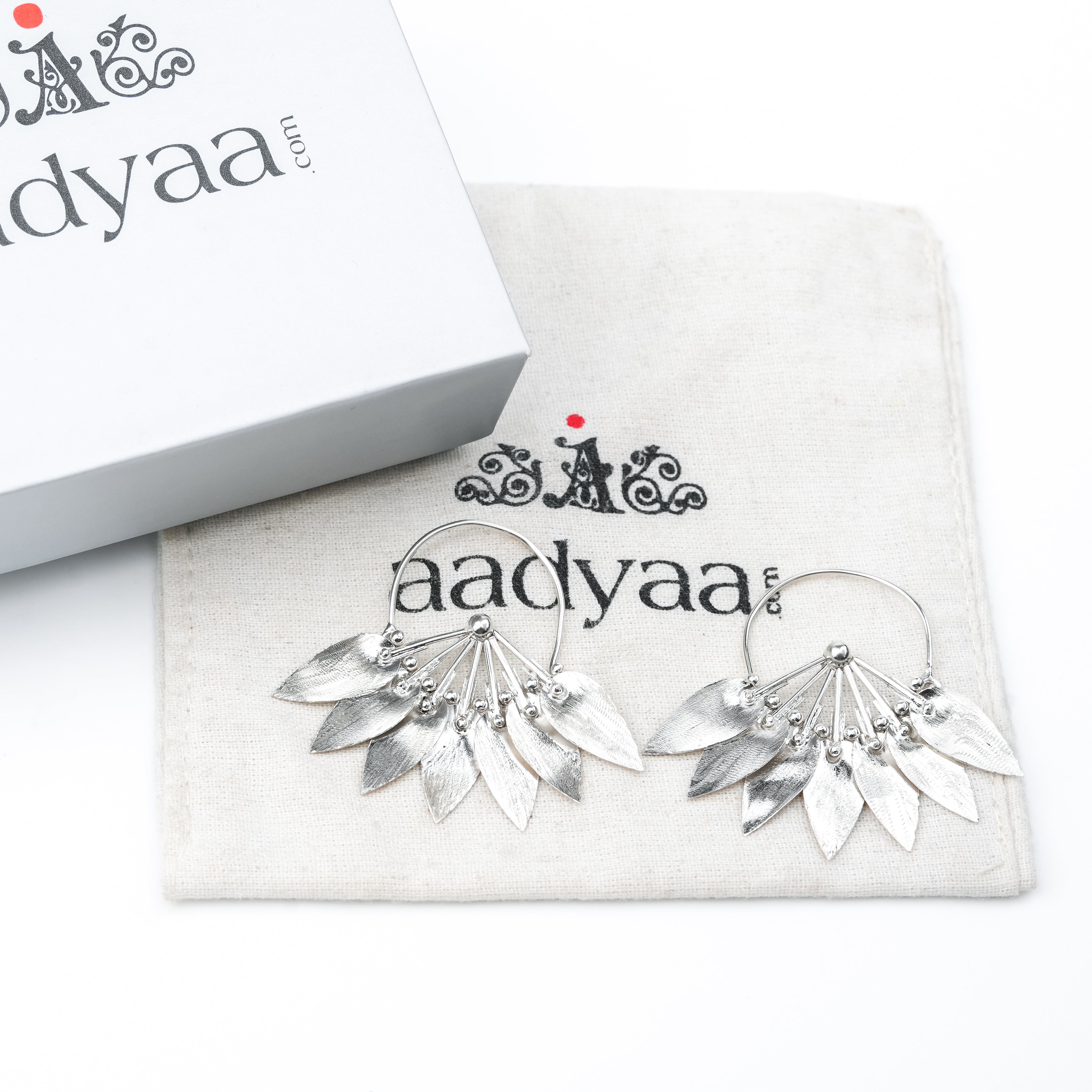 Silver Flower Hoop Earrings