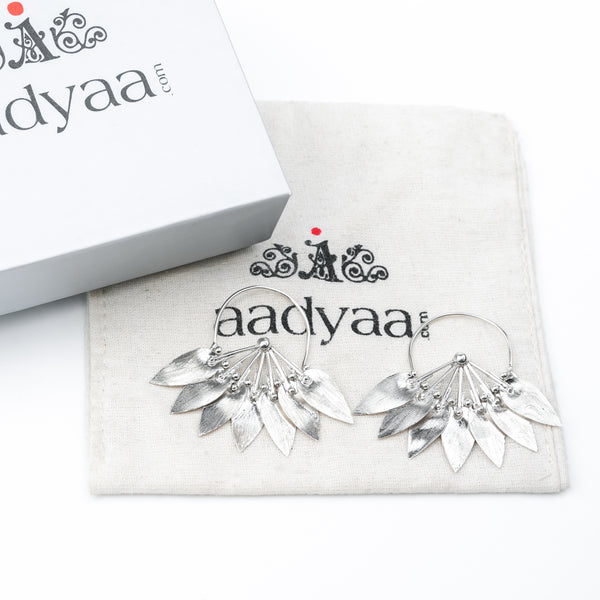 Silver Flower Hoop Earrings
