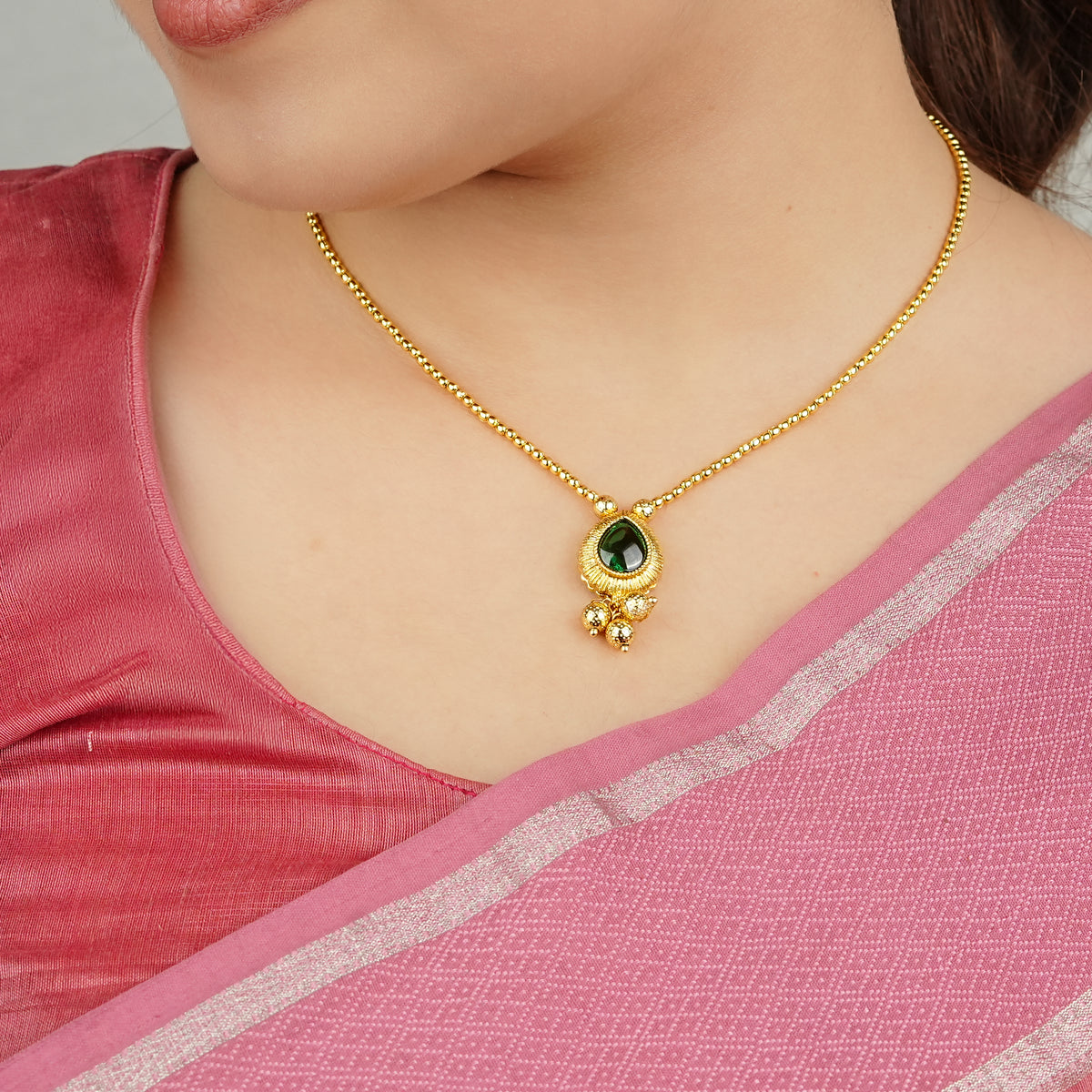 22K Gold Plated Fashion Green Drop Necklace