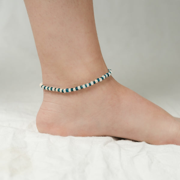 Rhodolite & White Jade Silver Anklet (Project Handmade)