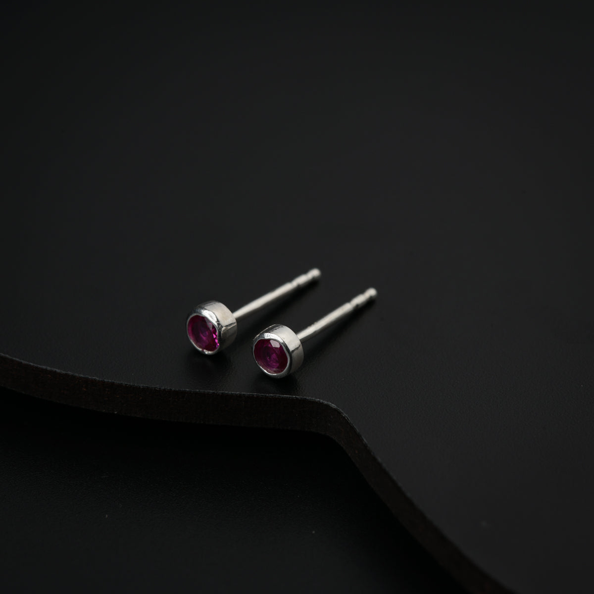 Tiny Pink CZ Stone Silver Studs