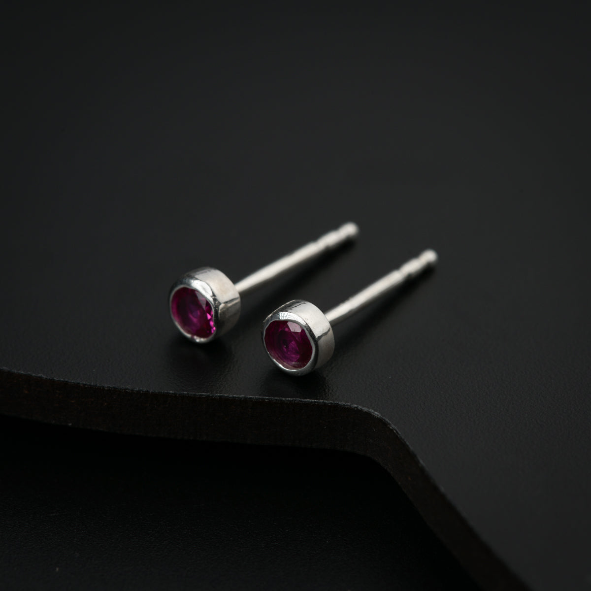 Tiny Pink CZ Stone Silver Studs