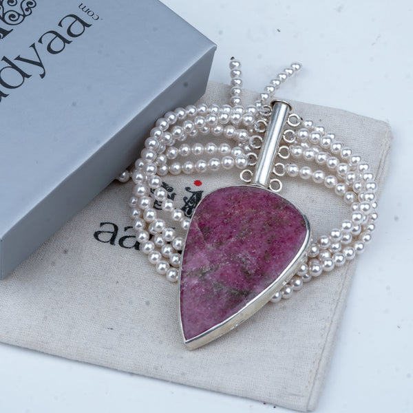 Luxe Bracelet – Rhodonite & Pearls