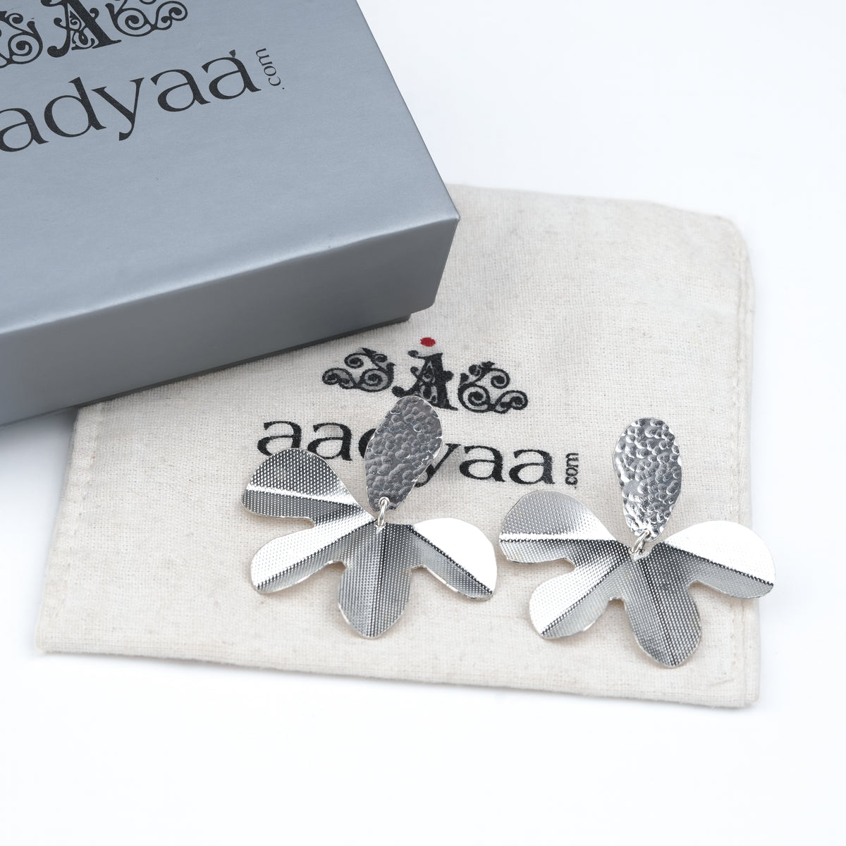 Silver Textured Orchid Earrings