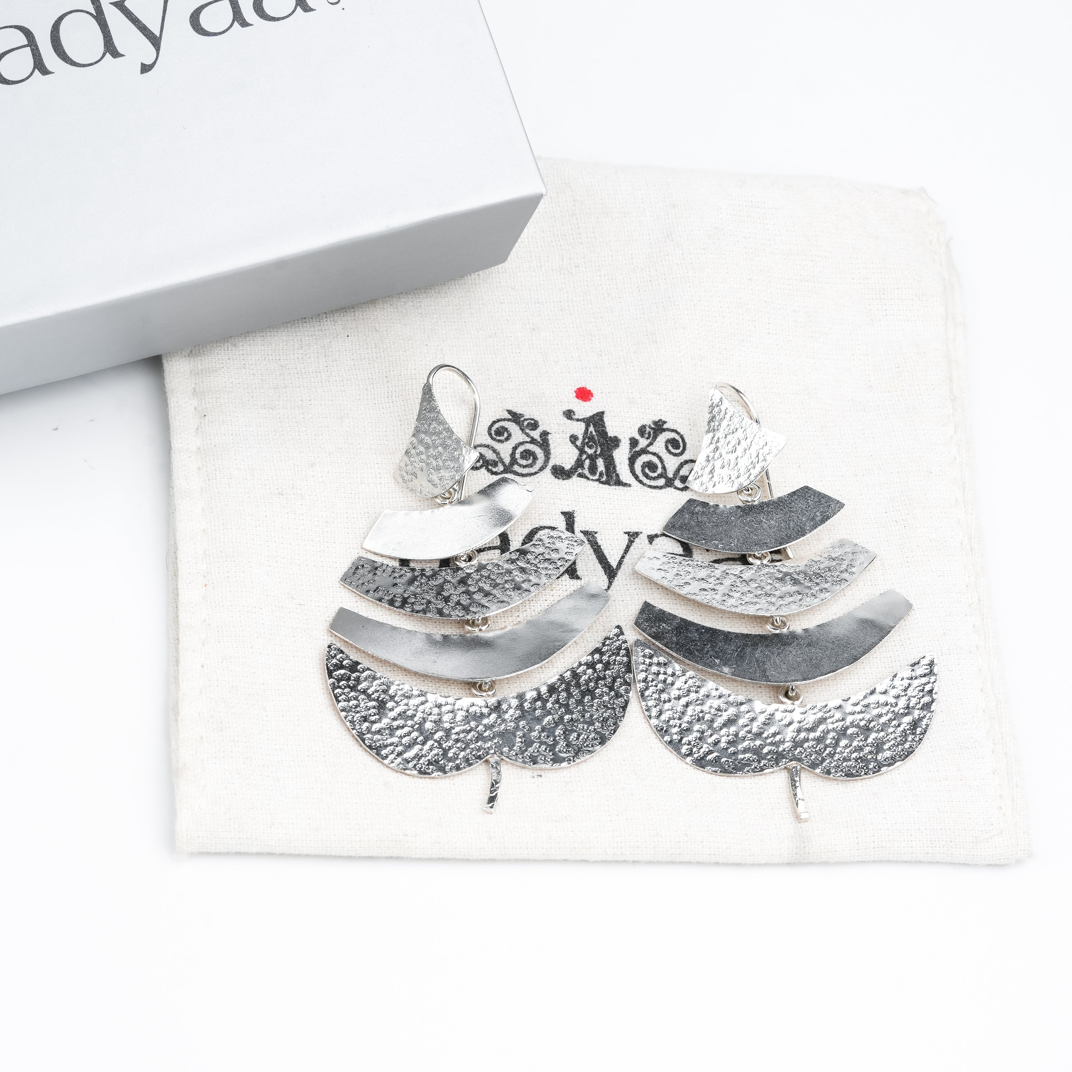 Silver Textured Leaf Earrings
