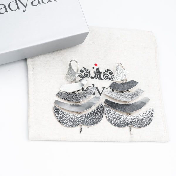 Silver Textured Leaf Earrings