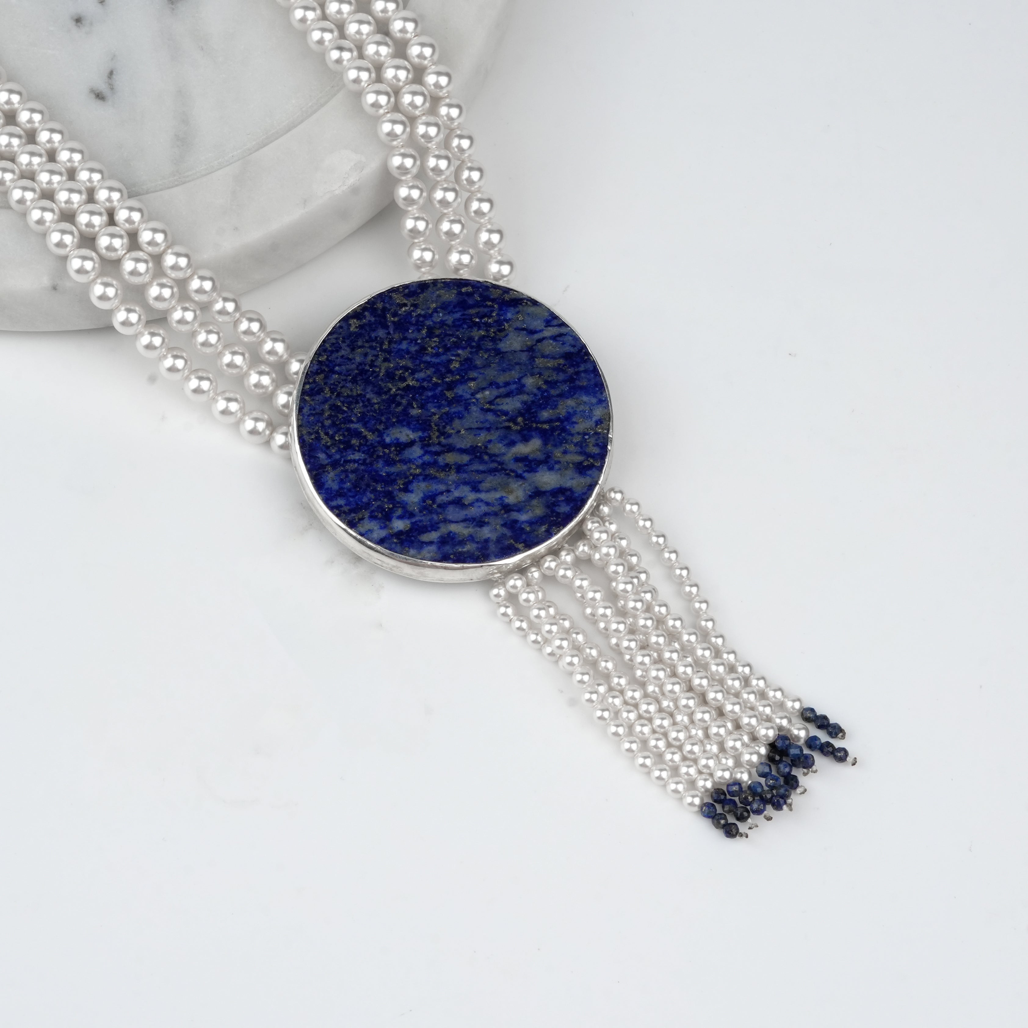 Luxe Necklace – Lapis Lazuli & Pearls