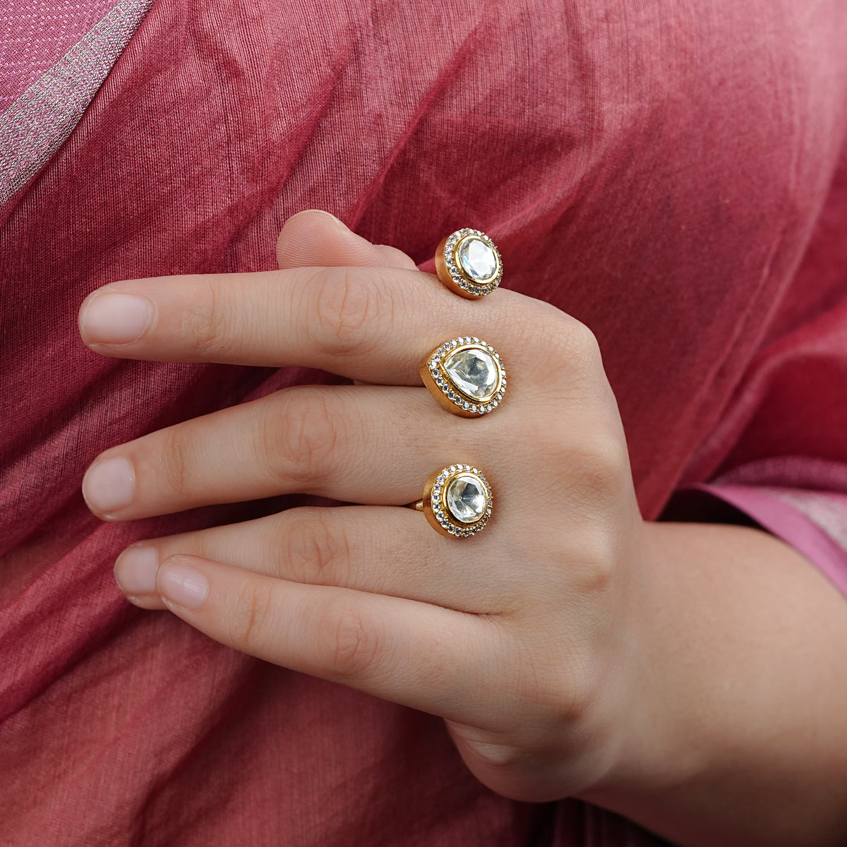 22K Gold Plated Fashion Two Finger Ring