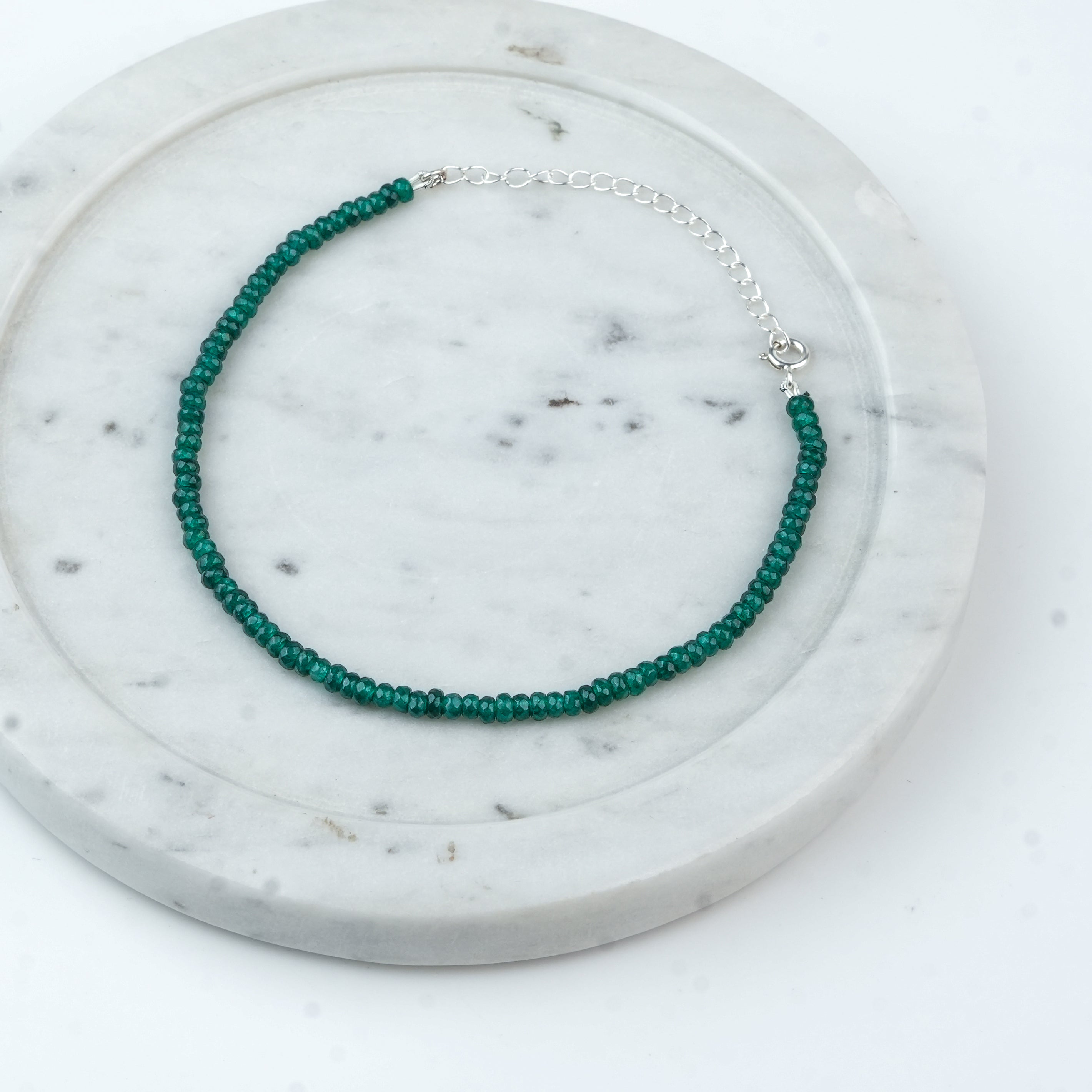 Green Onyx Silver Anklet (Project Handmade)