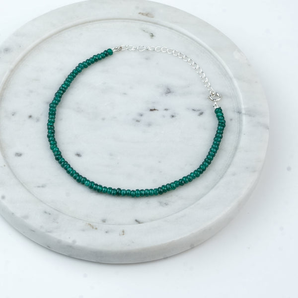 Green Onyx Silver Anklet (Project Handmade)