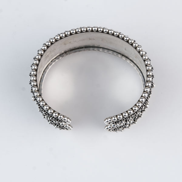Silver Oxidised Filigree Statement Bracelet