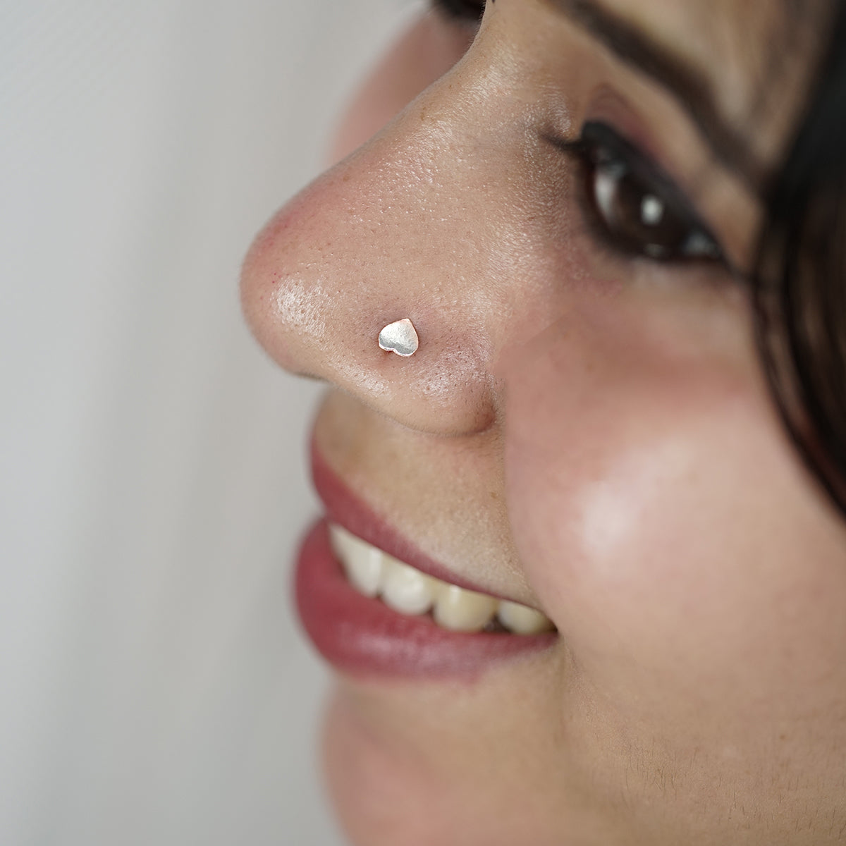 Silver Tiny Plain Love Nose Pin