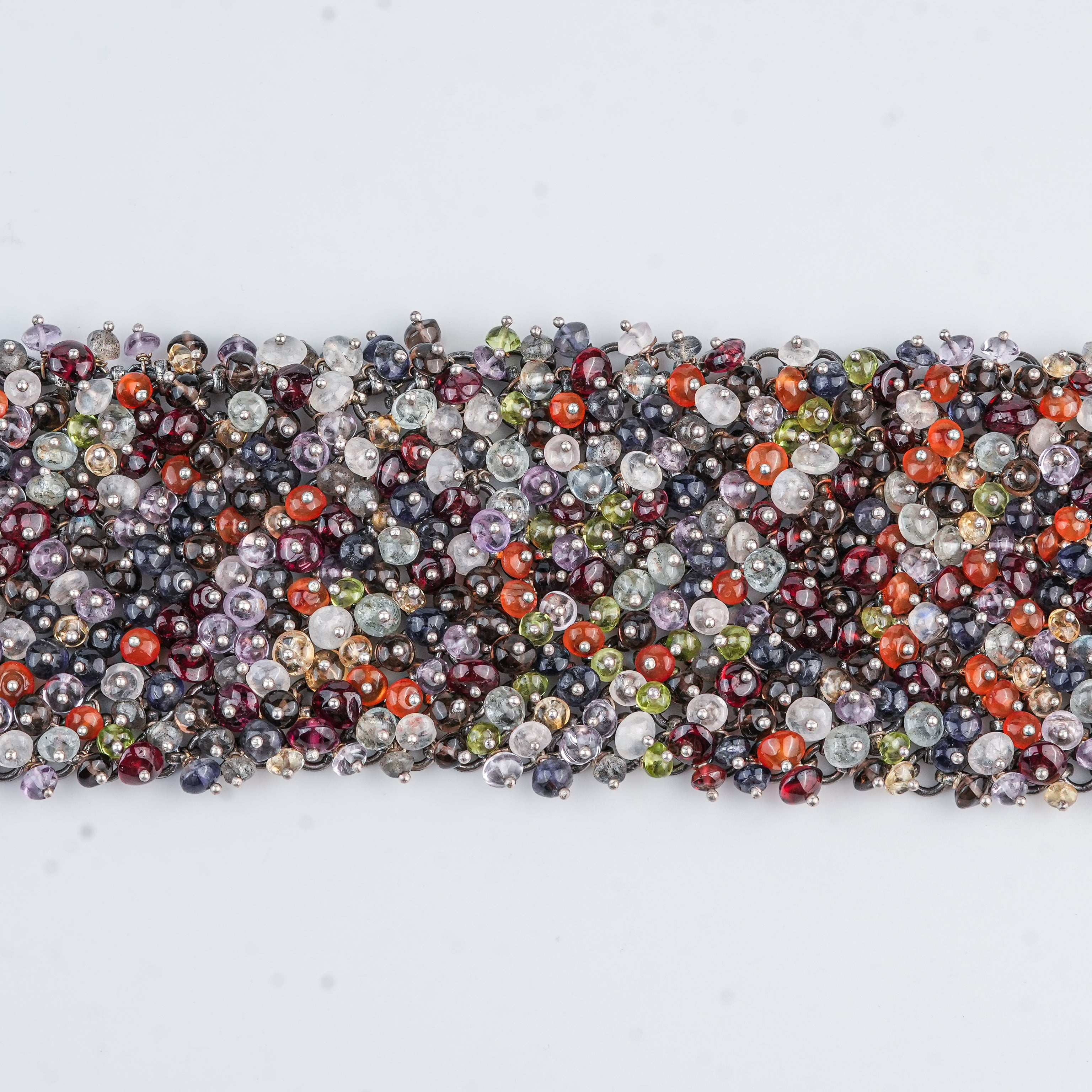 Silver Statement Bracelet with Multicolour Stones