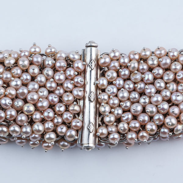 Silver Statement Bracelet with Freshwater Pearls