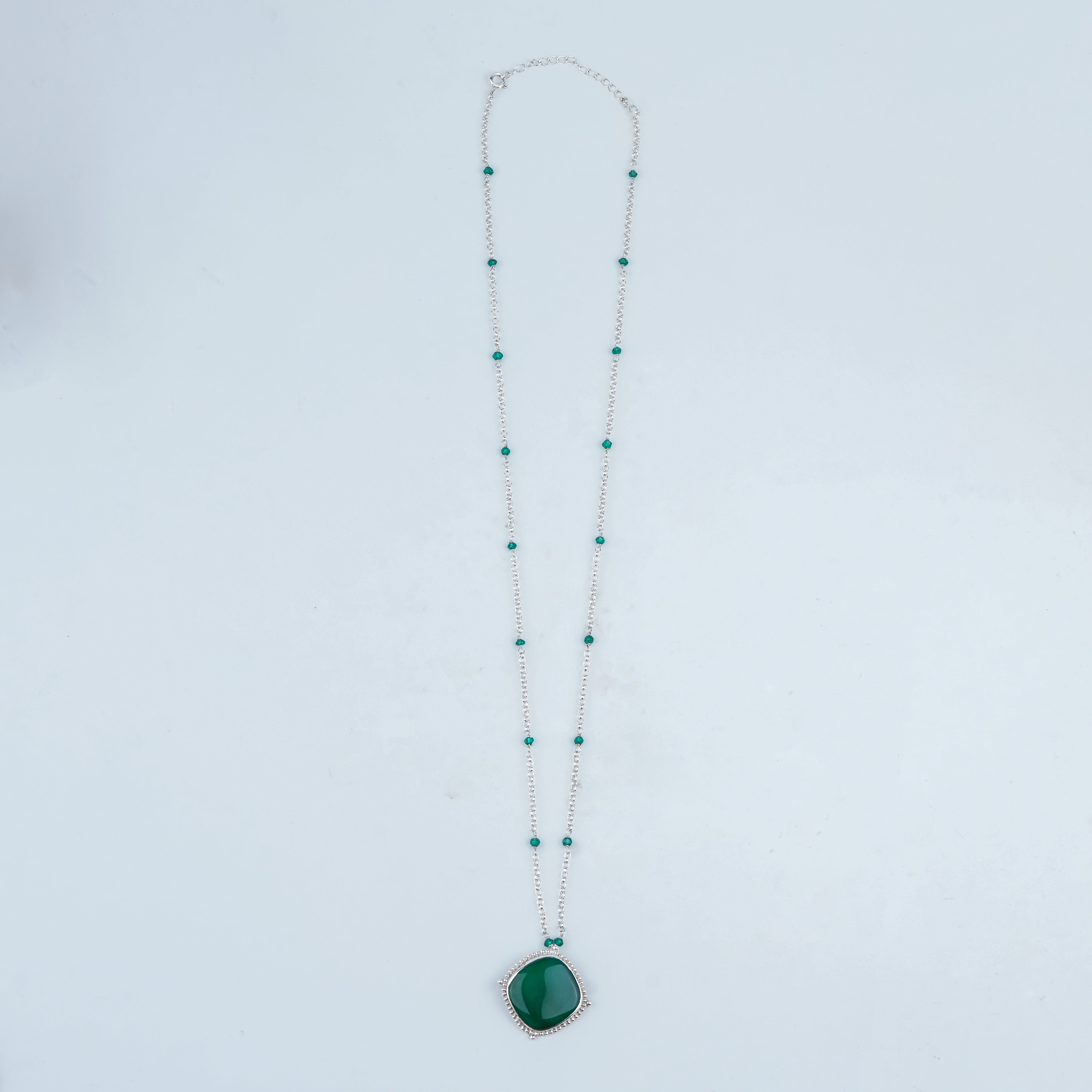 Luxe Necklace – Square Green Onyx & Chain