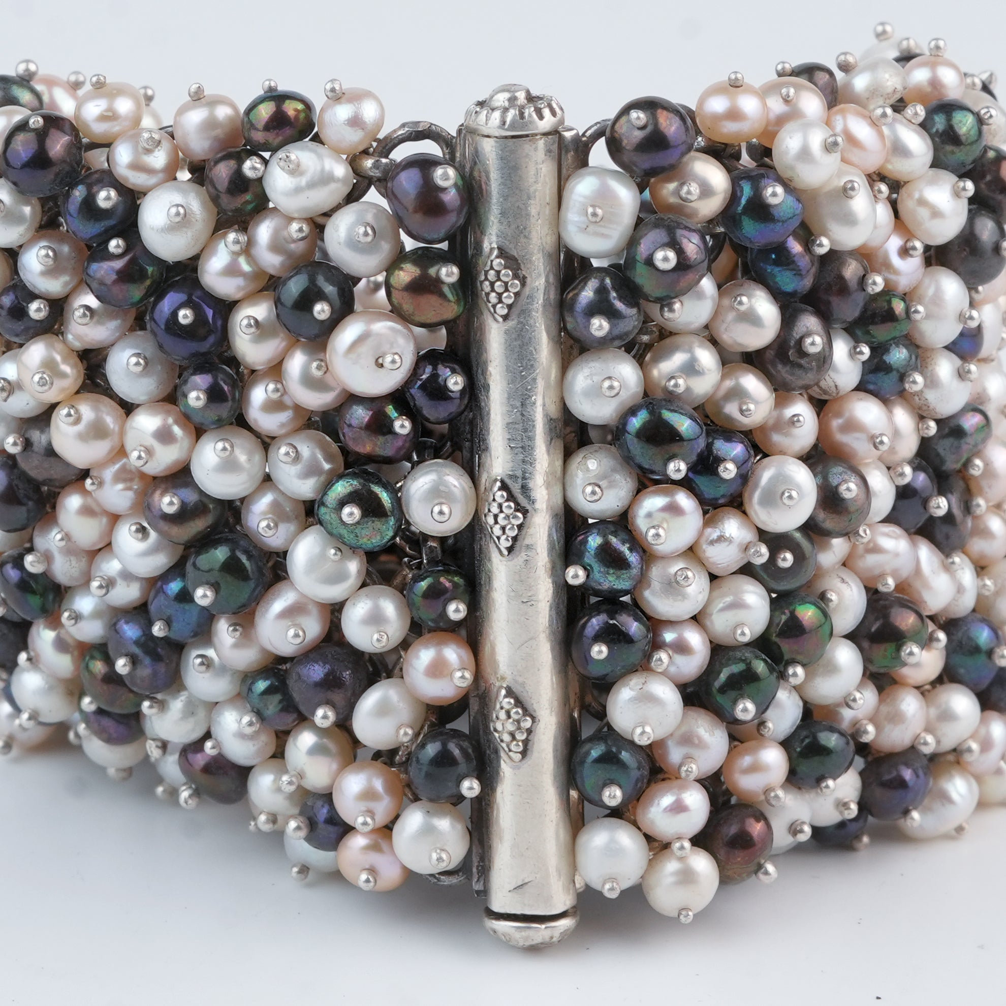 Silver Statement Bracelet with Baroque & Freshwater Pearls