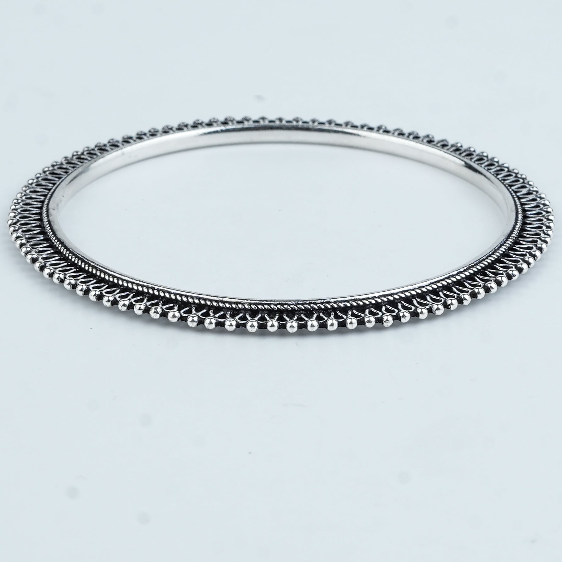 Silver Oxidised Filigree Bangle