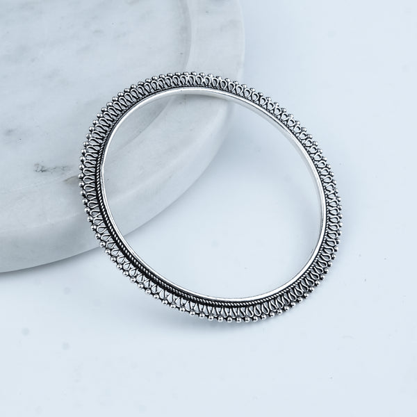 Silver Oxidised Filigree Bangle