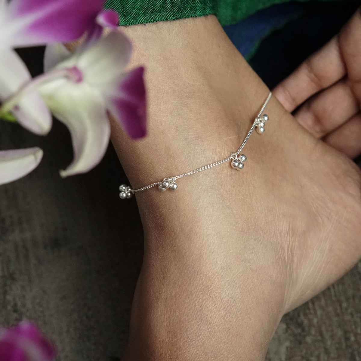 Silver Ghungroo Bunch Anklet