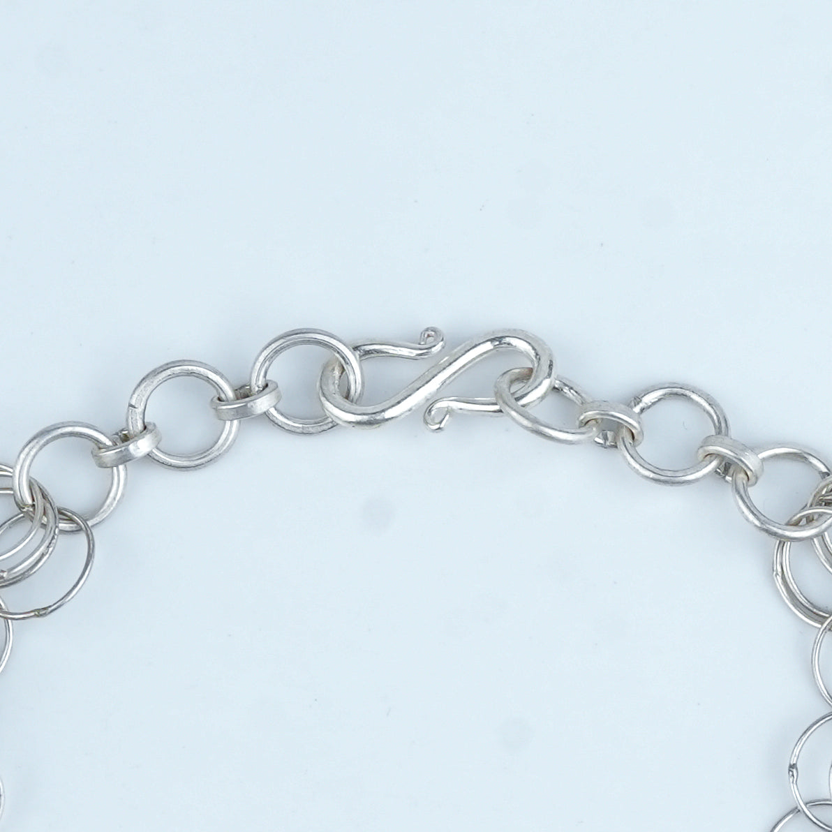 Silver Multilayered Round Link Necklace